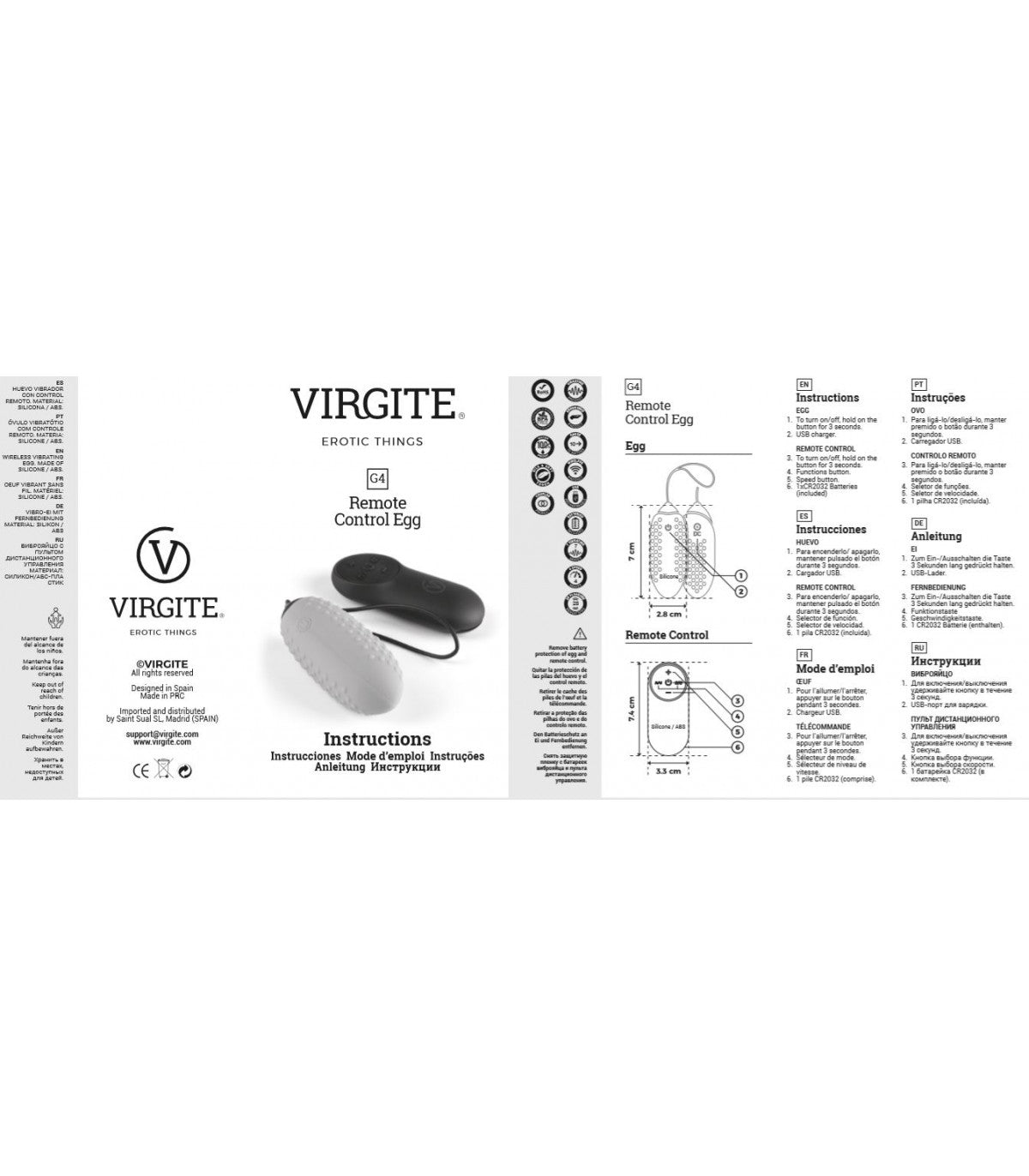 VIRGITE HUEVO VIBRADOR G4 RECARGABLE ROSA