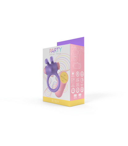 PARTY COLOR TOY VIBRATING RING RINY W/ REMOTE LILAC SILICONE USB