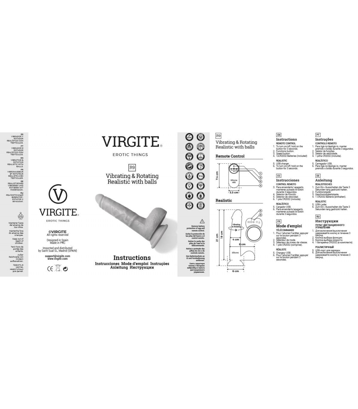 VIRGITE VIBRADOR Y ROTADOR REALÍSTICO 'R9' 19CM
